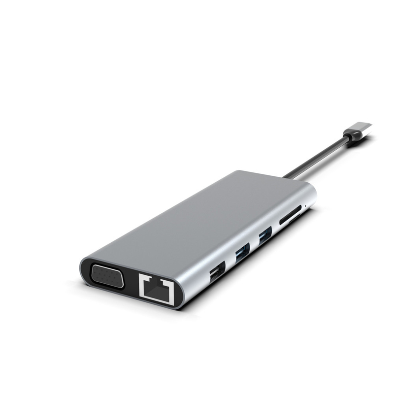 9 In 1 100W USB C Hub 4k 60hz Hdmi Kart Okuyucu PD USB 3.0/2.0 Gigabit Ethernet USB C Dock