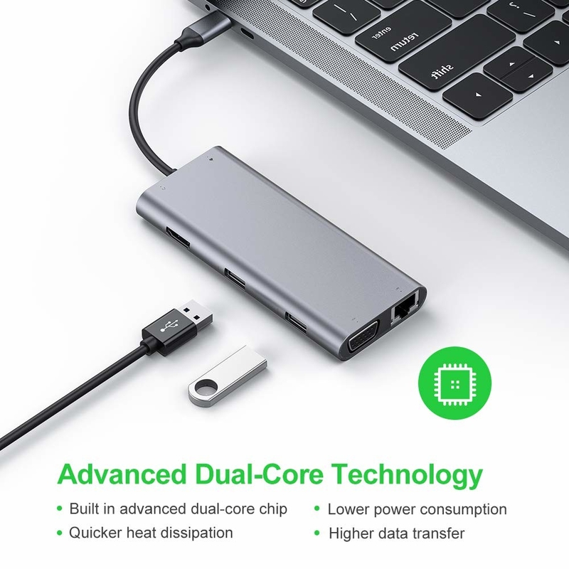 11 Port 11 In 1 USB Type C Hub 10Gbps USB C Doklama İstasyonu Plug And Play Yazılım Entegrasyonu