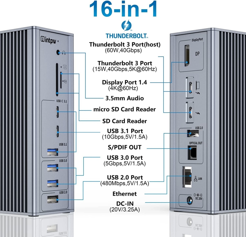 USB C Doklama İstasyonu Thunderbolt 4 HDMI 8K 60Hz USB4 40Gbps 20 Çoklu Port Türü C PD Rj45 HUB USB C 3.2 Gen 2