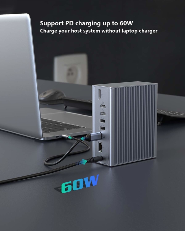Thunderbolt 3 16 In 1 Type-C Çift HDMI USB C Doklama İstasyonu 4K Video