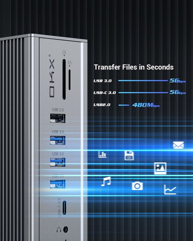 Gigabit Ethernet HDMI USB C Doklama İstasyonu Çift Video Ses Portu SD Kart Okuyucu