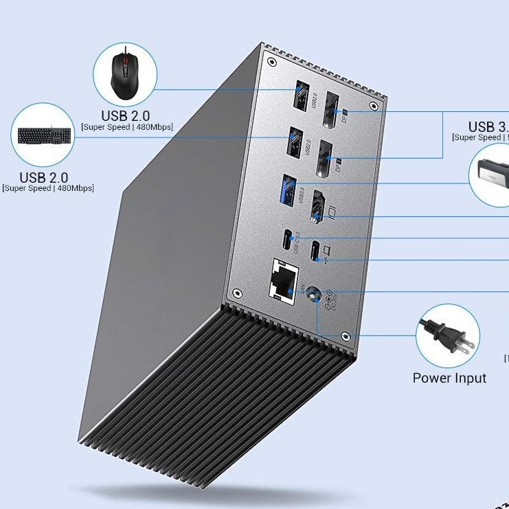 Akıllı ısı dağılımı 4K çözünürlüklü HDMI Video Çıkış Alanı ile USB C Doklama İstasyonu