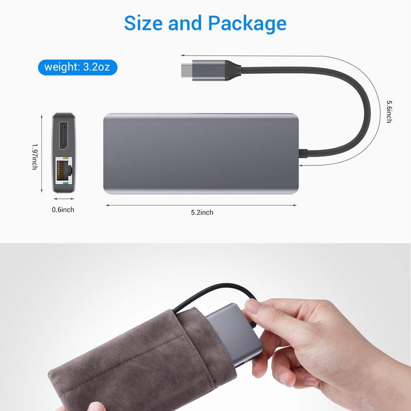 MacBook Pro için gümüş Portatif USB C merkezi HDMI 3.5mm Ses Jack ile çoklu port adaptörü