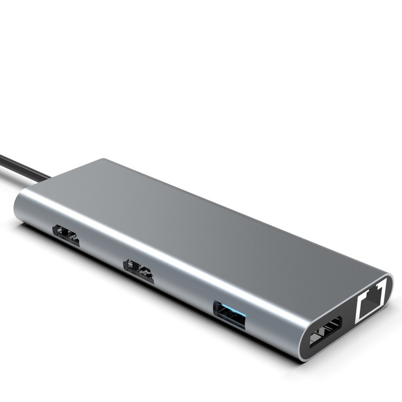 C Tipi USB Hub Ethernet Doklama İstasyonu Genişlet Macbook Bağlantısı laptop için için gri