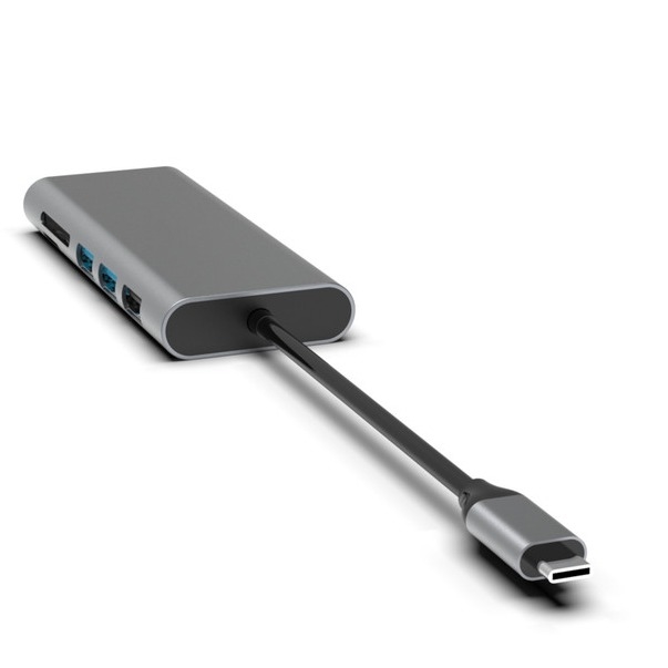 Gümüş 10'da 1 USB-C Hub, HDMI USB 3.0 Ethernet 3.5mm Audio Jack ile PC ve dizüstü bilgisayar için