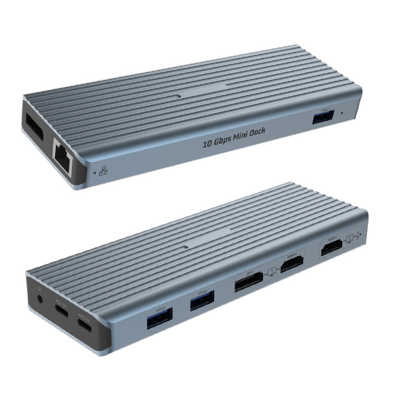 USB 3.1 Tip C 9 Port USB3.0 Hub ile Gigabit Ethernet RJ45 Lan Port Adaptörü Gri