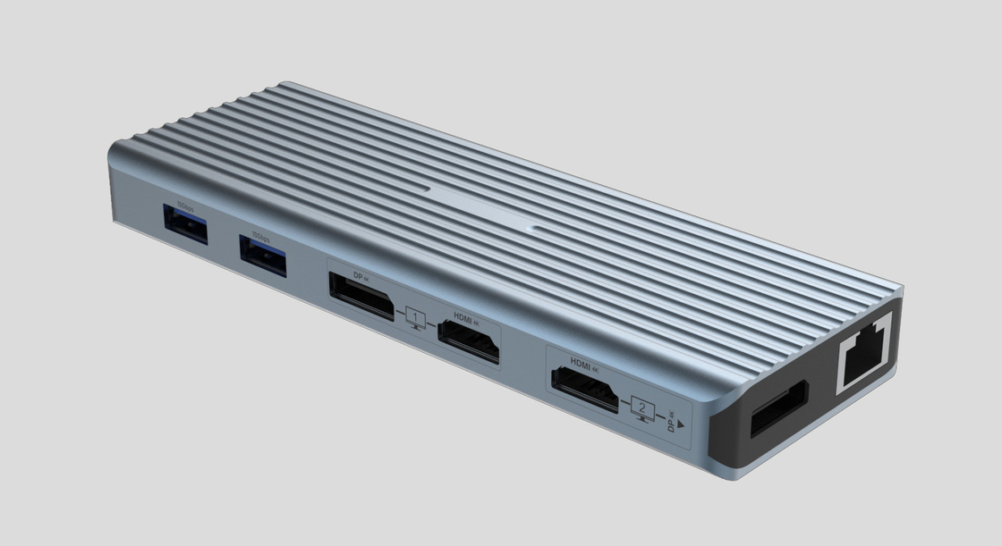 USB 3.1 Tip C 9 Port USB3.0 Hub ile Gigabit Ethernet RJ45 Lan Port Adaptörü Gri