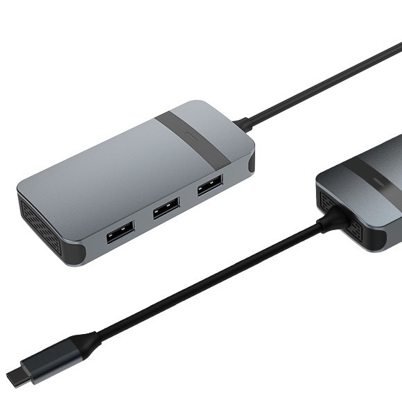 5 in 1 Multiple Portlu Alüminyum USB Tip C Hub 5Gbps Veri Transfer Hızı 3.5mm Ses Jack