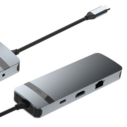 9'da 1 USB-C Hub Doklama İstasyonu 4K HDMI 100W PD USB 3.0 Kart Okuyucu MacBook için Ses