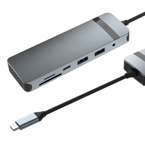 9'da 1 USB-C Hub Doklama İstasyonu 4K HDMI 100W PD USB 3.0 Kart Okuyucu MacBook için Ses