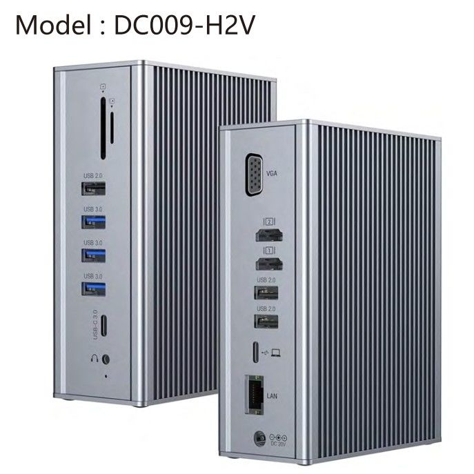 Gigabit Ethernet HDMI USB C Doklama İstasyonu Çift Video Ses Portu SD Kart Okuyucu