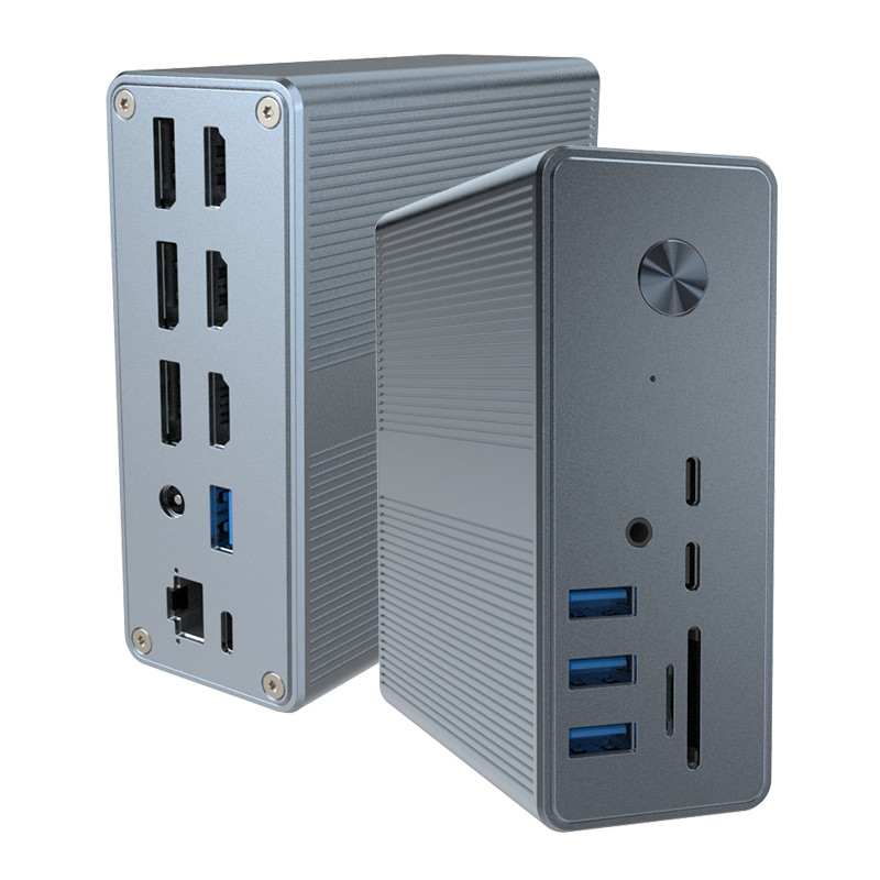 18 In 1 Thunderbolt 3 Çift Monitör Dökleme İstasyonu HDMI Mac USB C için dizüstü bilgisayar Dökleme İstasyonu Evrensel