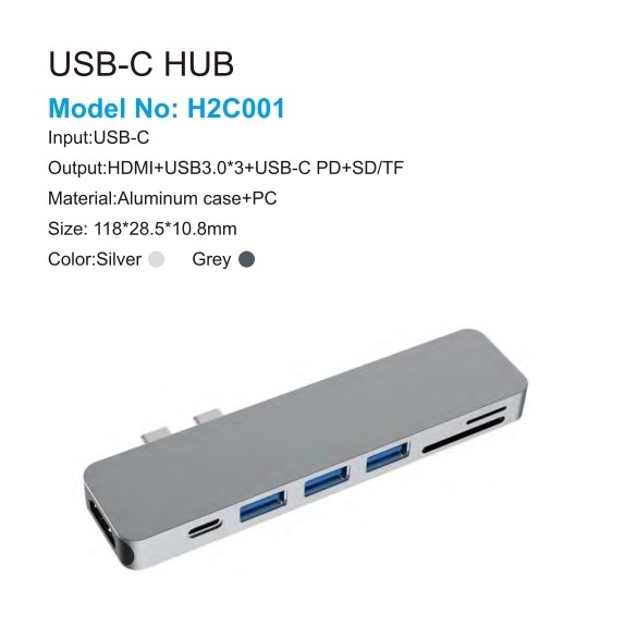 7 In 1 Çift Tip C Hub USB C Doklama İstasyonu Mackbook Pro için 4K HDMI Kart Okuyucuyu Destekler