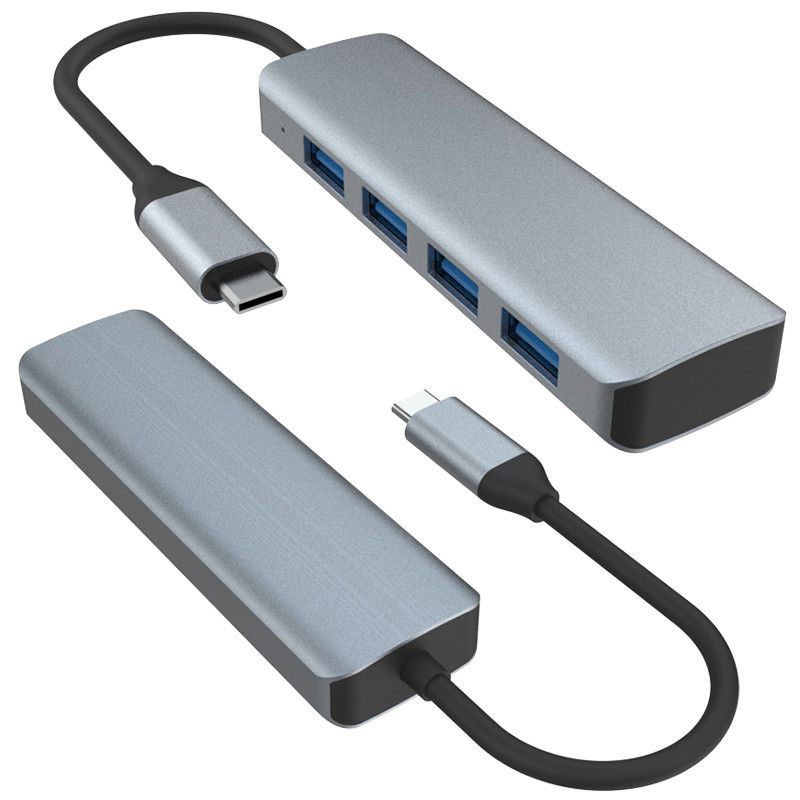 USB C 4 Port USB 3.0 Hub Genişleme Dock USB Type-C 4 USB 3.0 HUB Alüminyum Alaşım 5G İletişim