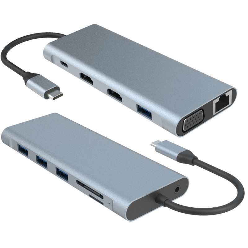 Dizüstü bilgisayar ve cep telefonu için 11'te 1 USB Tip C Çok fonksiyonel Hub Adaptörü