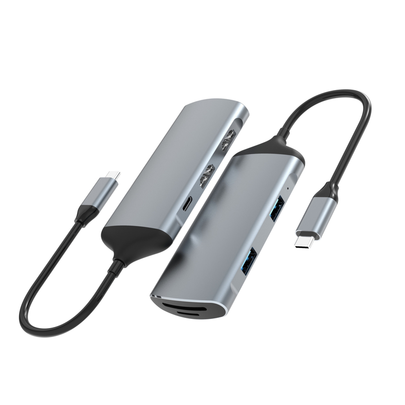 9 In 1 DisplayLink Docking Station USB C Laptop Bilgisayar Notebook için Ses Portlu