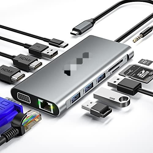 USB C Adaptörü 13 in 1 4K HDMI Hub Tipi C'den HDMI 4K USB 3.0 2.0 PD Şarj Değiştiricisi