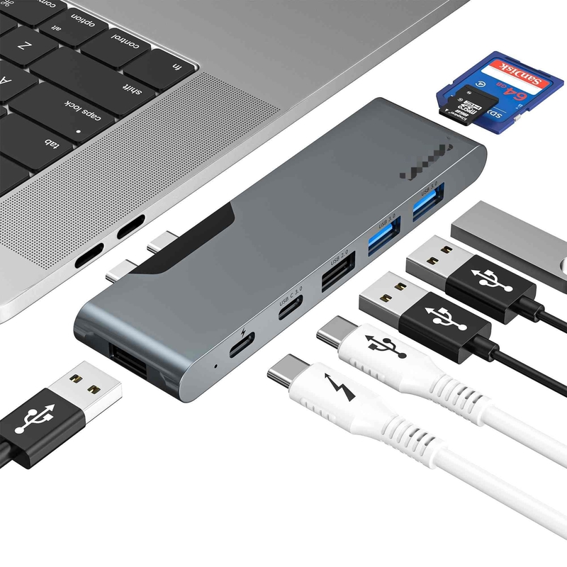 7 In 2 Docking Station USB C Thunderbolt Hub HDMI 4K Kart Okuyucu Macbook Pro için