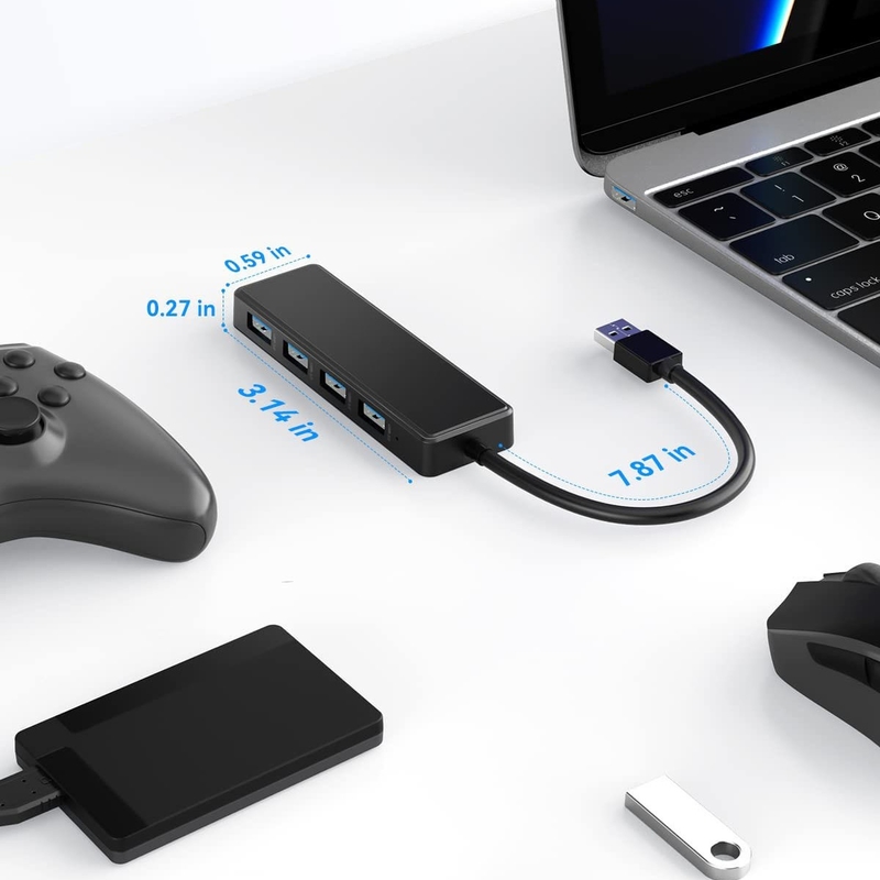 4 6 7 Port USB 3.0 Hub Laptop için USB A Splitter Genişletilmiş Kablo ile USB C Güç Portu