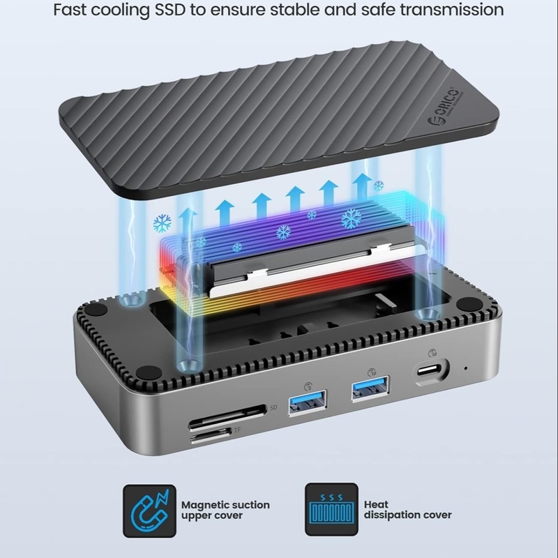 10Gbps USB 3.2 Gen2 M.2 NVMe/SATA SSD Okuyucu ile USB C Displaylink Doklama İstasyonu