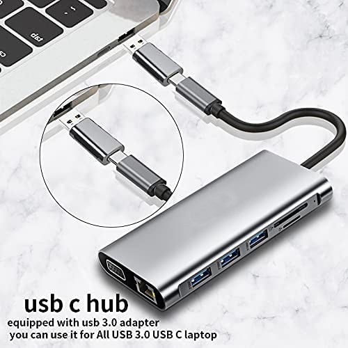 12 In 1 Çift HDMI USB C Hub USB C Doklama İstasyonu Adaptörü VGA Ethernet 100W PD