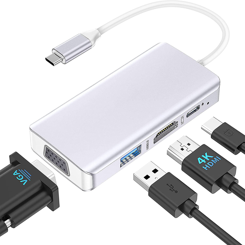 Beyaz USB C Docking Hub İstasyonu Üçlü 4K 60hz Veri Transfer Adaptörü için Çift Monitör