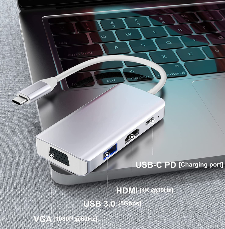 Beyaz USB C Docking Hub İstasyonu Üçlü 4K 60hz Veri Transfer Adaptörü için Çift Monitör