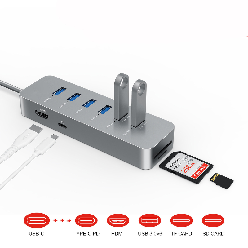 10 Gbps USB C Hub USB 3.0 Splitter USB A Genişletici Portable Multiport Data Hub Laptop Imac Pro için