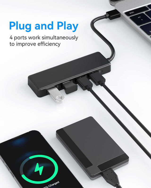 4 Port USB C Hub Adaptörü USB 3.0 Hub Ultra Slim Taşınabilir Veri Merkezi Uygulanabilir Veri Aktarımı