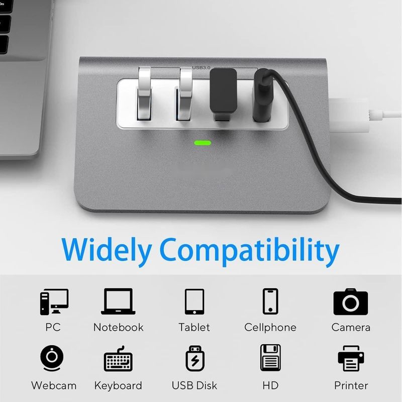 10 Port USB C Hub Portatif USB C Hub Tipi C'ye 4 USB A Portları Tablet PC için
