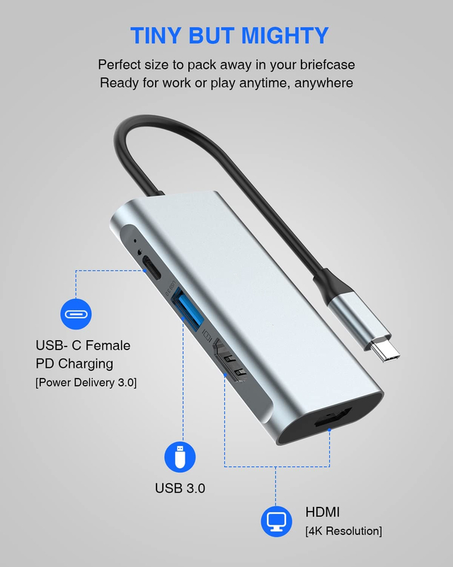 4 In 1 USB C Adaptörü Çift HDMI USB3.0 Thunder Portları