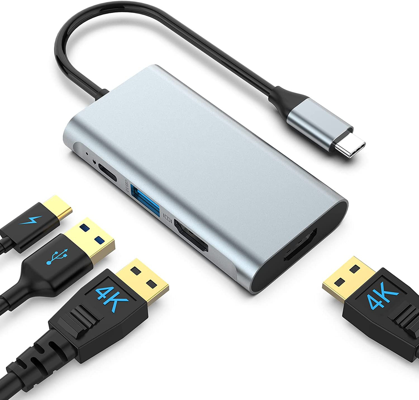 4 In 1 USB C Adaptörü Çift HDMI USB3.0 Thunder Portları