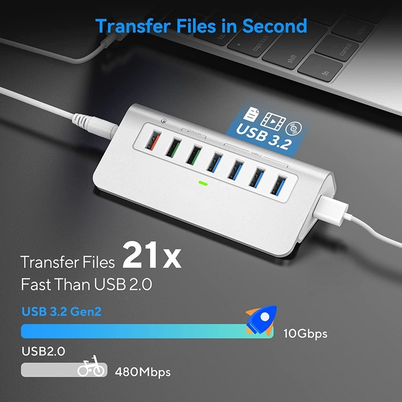 USB C Adaptörü 3.2 Hub Gen 2 USB C'den USB Multiport Adaptörü 30W Laptop Gücü