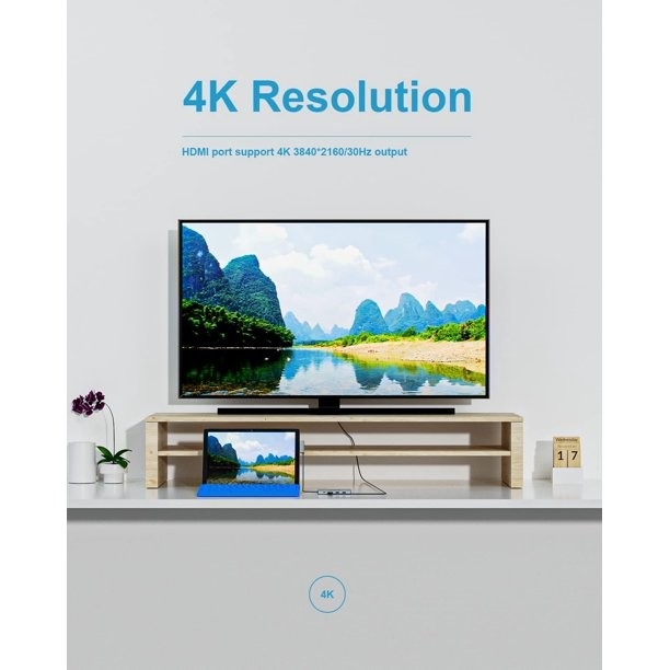 8 In 1 USB Hub Rj45 Doklama İstasyonu Çift Tipi C'den RJ45 Portuna/USB3.0/PD/H-D-M-I/Kart