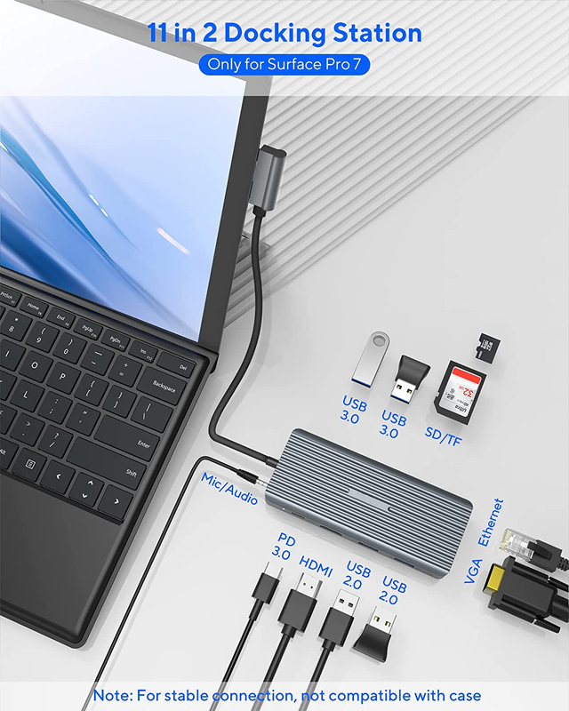 7 In 1 USB C Hub Dock Station Kart Okuyucu ile Çiftli Pro Pad Çok fonksiyonel Dönüştürücü USB Hub For Mac