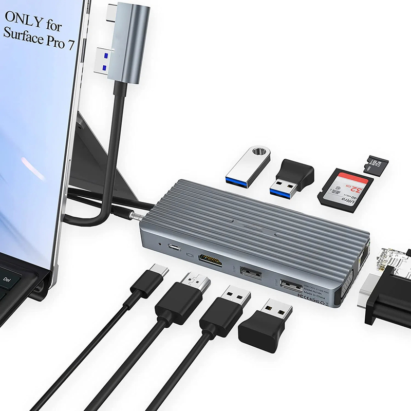 7 In 1 USB C Hub Dock Station Kart Okuyucu ile Çiftli Pro Pad Çok fonksiyonel Dönüştürücü USB Hub For Mac