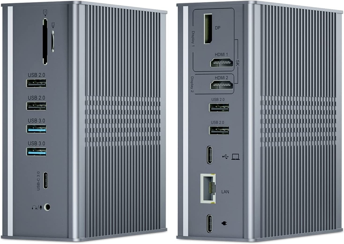 Dizüstü bilgisayar USB C Doklama İstasyonu Üçlü Monitör 16-In-1 USB C Displaylink ile Dok