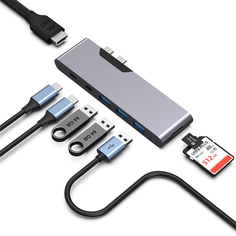 8 In 1 Dock Station Çift USB C Güç Adaptörü Hub Kart Okuyucu Pro Pad Dönüştürücü USB Hub For Mac