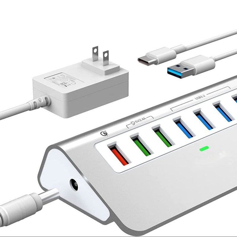 USB Tipi-C Ethernet Adaptörü 14 USB Port 1000 Mbit/s Gigabit RJ45 LAN Hub