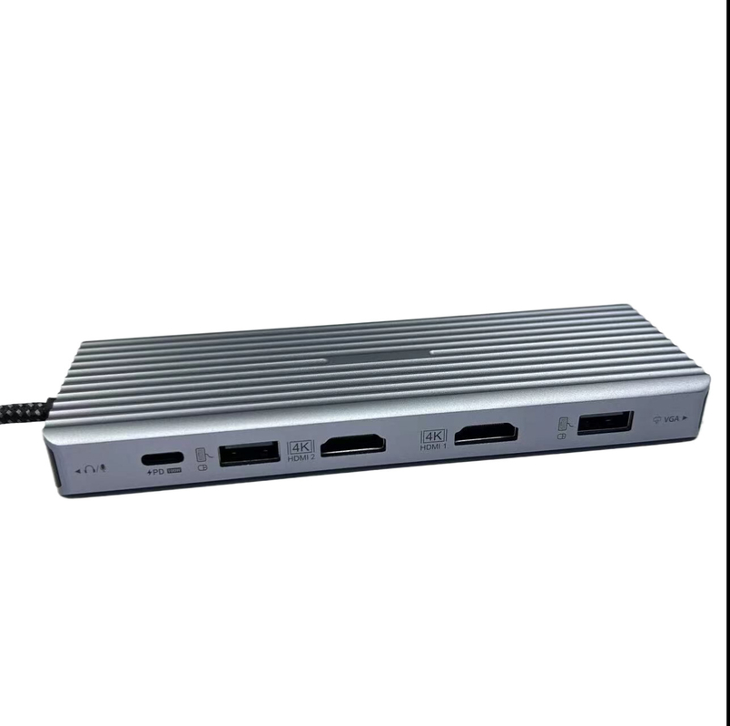 13 In 1 USB C Hub Doklama İstasyonu Çift Ekran Sesli Üçlü Ekran