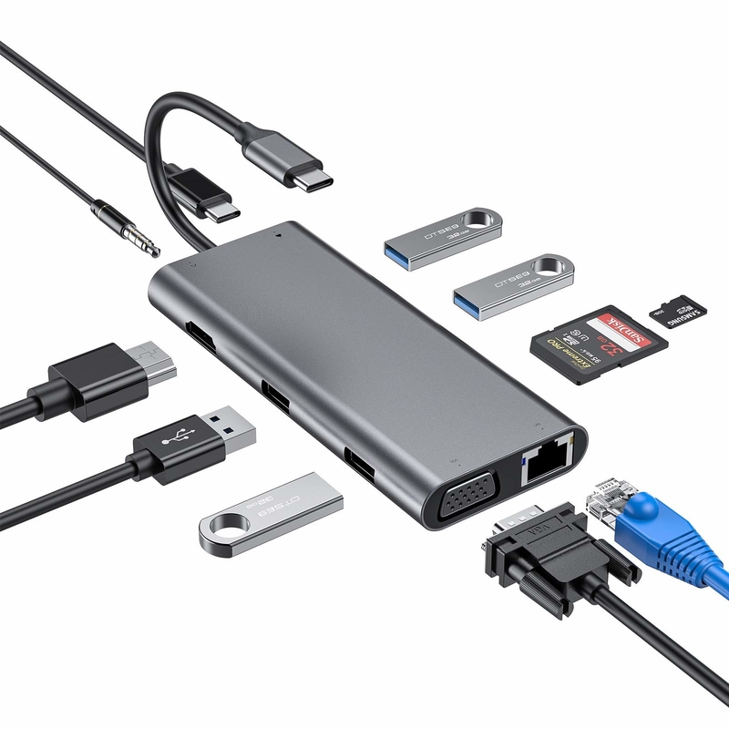 100 Watt USB C Adaptörü Güç 5 In 1 USB 3.0 Hub TYPE C HDMI 4K 30Hz 5Gbps 100W PD Hızlı Şarj