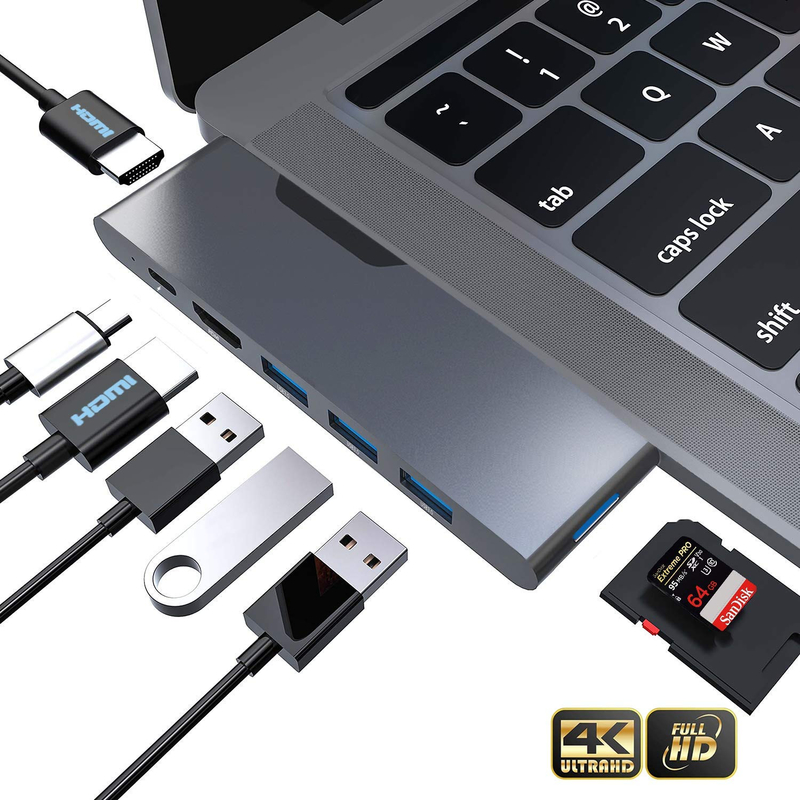 HDMI multiport adaptörü 8 In 1 Çift Bağlantı USB Tipi C Hub Doklama İstasyonu SD Tf Kart Okuyucu 4k Video USB