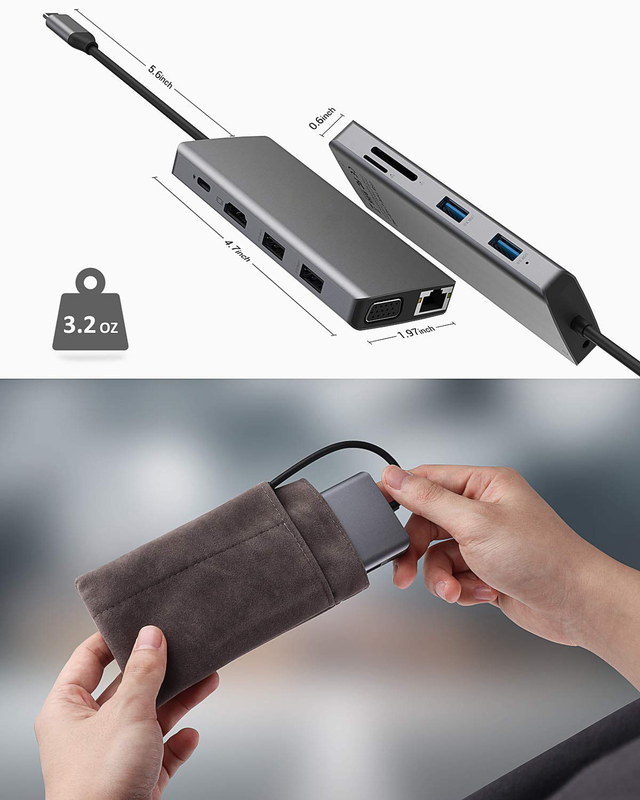USB C Rj45 Adaptörü 12 In 1 USB C Hub Tipi-C PD'ye HDMI USB3.0 USB2.0 USB-C SD TF