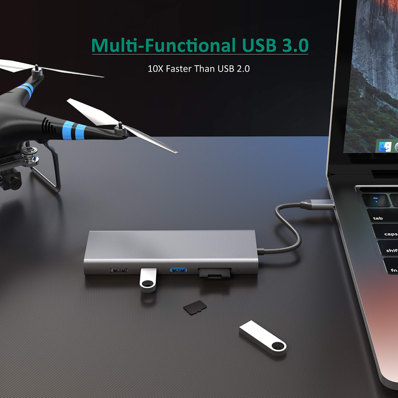 14 In 1 USB C Hub Doklama Tipi C Hub USB Tipi C HDMI 2 Üçlü Ekranlı Doklama İstasyonu VGA 4K