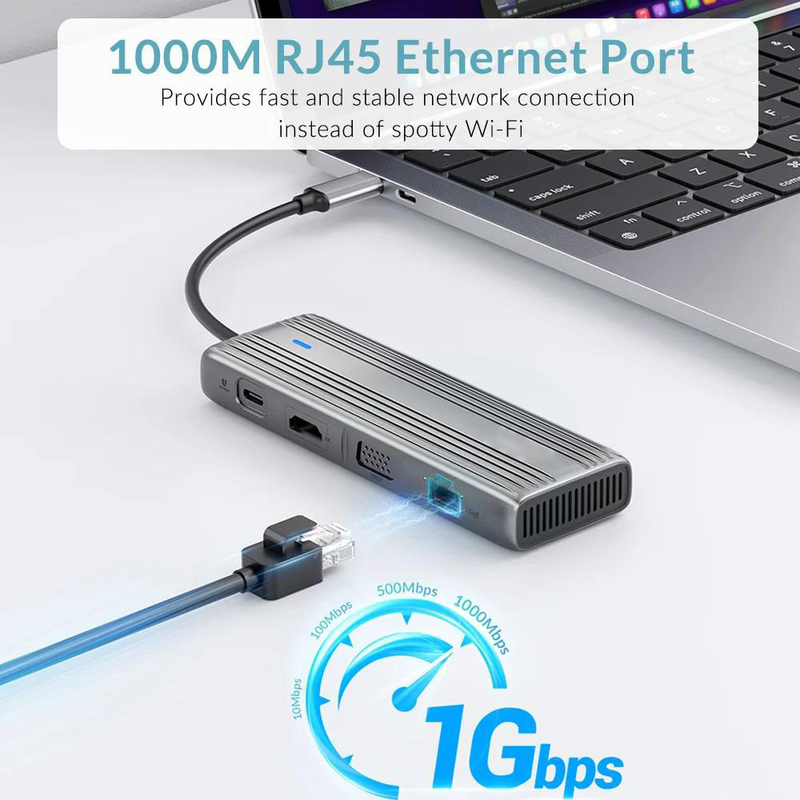 Gigabit Ethernet ve 4K HD HDMI ile USB 3.1 10 In 1 Type-C Multiport Docking Station Hub