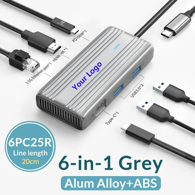4K HDMI ve Yüksek Hızlı USB 3.0 ile USB C Hub Windows Mac için uyumludur