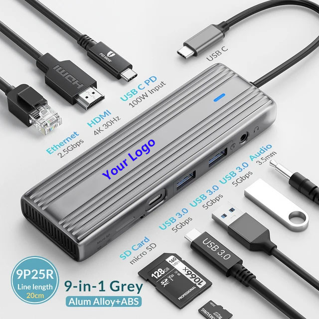 4K HDMI ve Yüksek Hızlı USB 3.0 ile USB C Hub Windows Mac için uyumludur