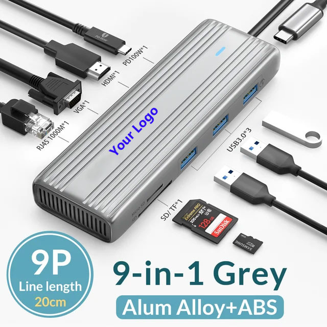 4K HDMI ve Yüksek Hızlı USB 3.0 ile USB C Hub Windows Mac için uyumludur