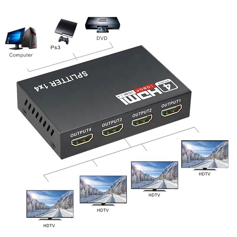 Profesyonel HDMI Splitter 1x4 Full HD 3D 1080P 4 Port Dönüştürücü