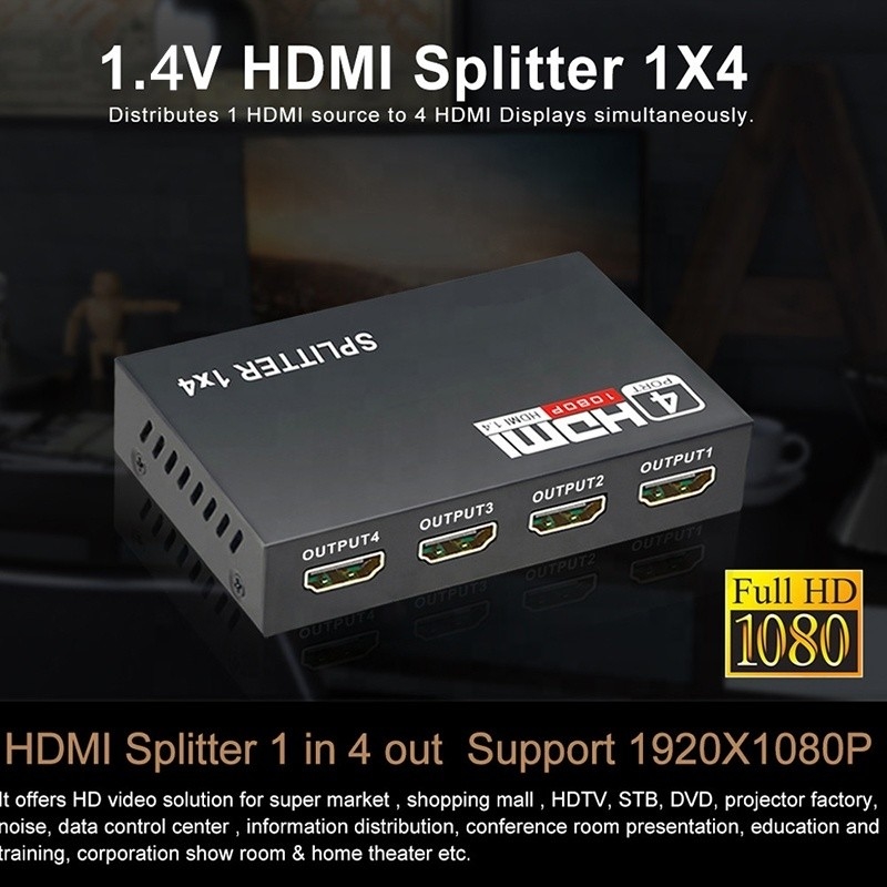 Profesyonel HDMI Splitter 1x4 Full HD 3D 1080P 4 Port Dönüştürücü